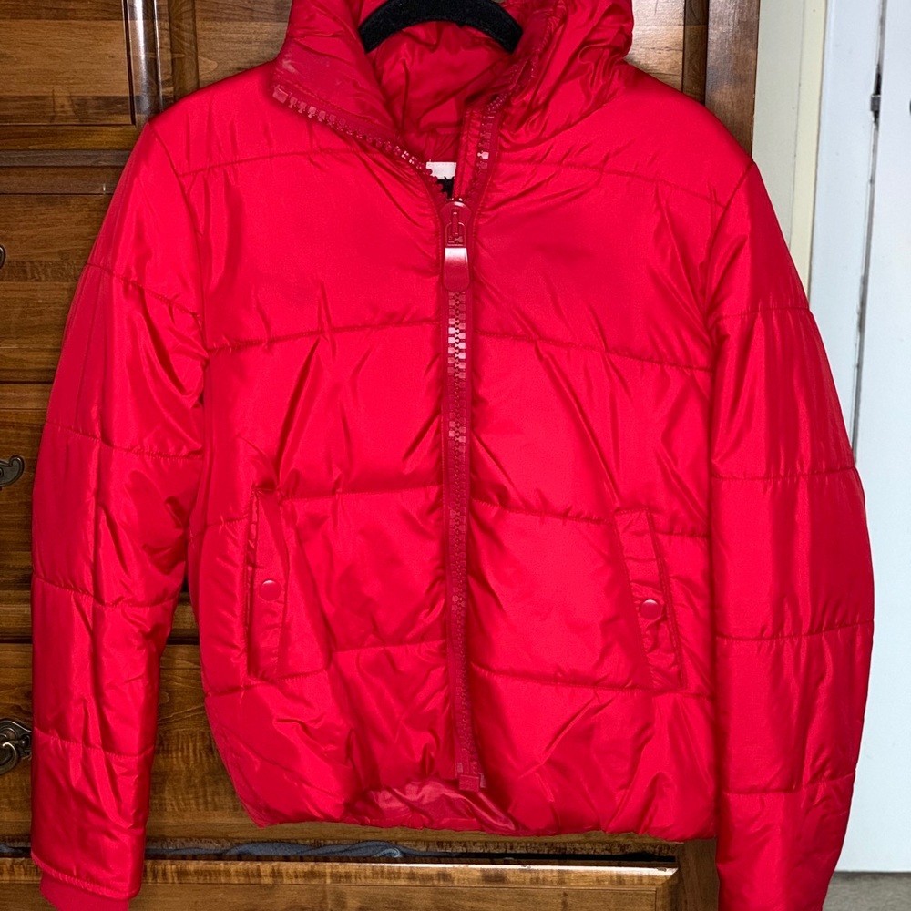 Red bubble coat